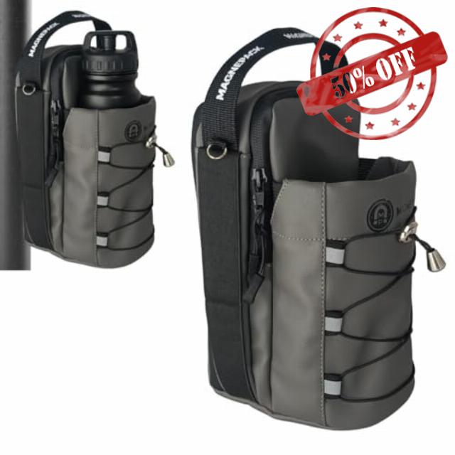 Magnepack Magnetic Gym Bag with Bottle Holder – Heavy-Duty Water Bottle Sling with Hook Strap