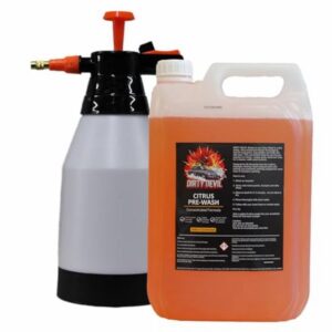 DIRTY DEVIL Concentrated Citrus Pre Wash 5L + 1.5L Pressure Sprayer – Powerful Pre Wash - Cuts Through Dirt