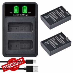 DuraPro 2Pcs EN-EL14 EN-EL14A Battery + LCD Dual USB Charger for Nikon Coolpix P7000