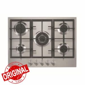 Cookology Essentials AEGHC70SS Gas Hob 70cm - 5 Burner Gas Hob with Wok Burner - Cast Iron Pan Stands - Auto Ignition - Flame Safety Device - Front Controls - LPG Kit Supplied - Stainless Steel