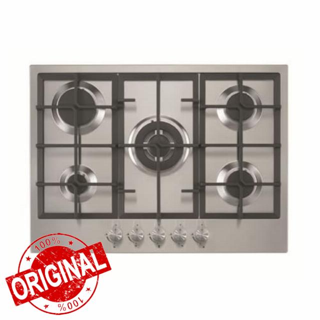 Cookology Essentials AEGHC70SS Gas Hob 70cm - 5 Burner Gas Hob with Wok Burner - Cast Iron Pan Stands - Auto Ignition - Flame Safety Device - Front Controls - LPG Kit Supplied - Stainless Steel