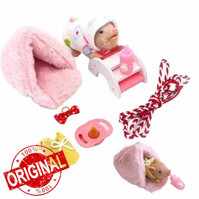 Silicone Pig Toy 5 Inch Realistic Cute Piggy Toy with Playset Soft Silicone Animal Figure for Kids Toddlers Boys Girls Farm Animal Toys