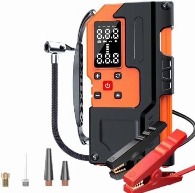 Zanbeel Multifunctional Professional 8000 MAh Digital Powerbank Car Battery Charger Jump Starter Cable and with Tire Inflator Air Pump