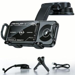 Car Phone Holder Wireless Charger - 15W Fast Magnetic Foldable Screen Mount