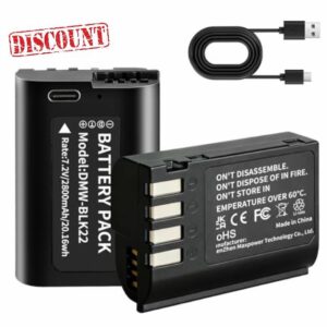 2 Pack 2800mAh USB-C DMW-BLK22 Battery for Panasonic Lumix DC-S5