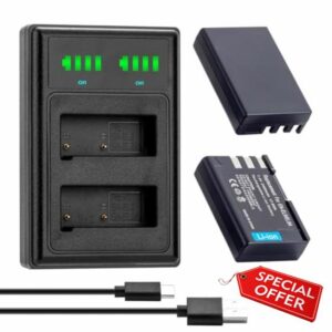 BCMCZCDC 2Pcs EN-EL9 EN-EL9A Battery and Charger for Nikon D5000