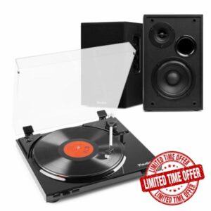 Audizio RP310 Home Vinyl Record Player System with Active Bluetooth Bookshelf Speakers