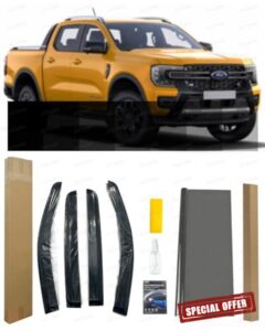 For Ford Ranger Double Cab 2023-2026 | Wind Deflectors & Multi-Use Window Tint Film Kit | 6 Metre VLT 35% Other Options for Car