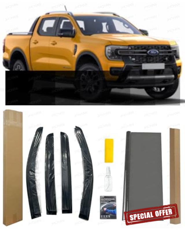 For Ford Ranger Double Cab 2023-2026 | Wind Deflectors & Multi-Use Window Tint Film Kit | 6 Metre VLT 35% Other Options for Car