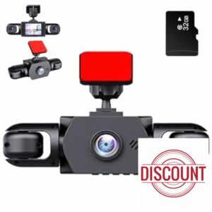 4K 4CH Wireless Dash Cam for Cars - Battery Powered 1080P Front & Cabin Camera with Rear View