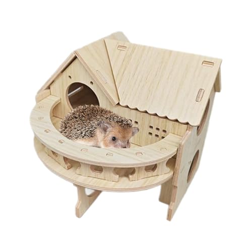 35 x 27 x 27 cm Large Removable Wooden Hedgehog Houses for Garden with Terrace Multiple Round Entrances and Exits for Hedgehogs or Guinea Pigs for Shelter and Hibernatio