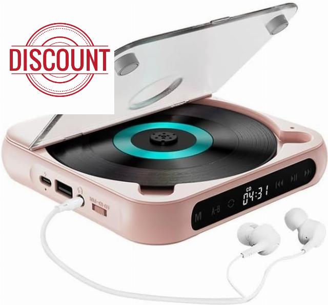 Saker Plus Portable CD Player with Bluetooth 5.3