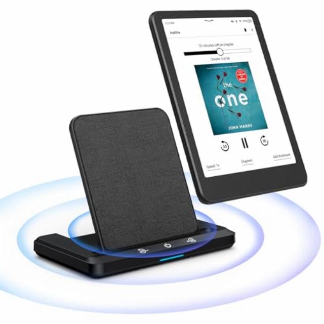 Wireless Charging Dock with Speaker for Kindle Paperwhite Signature Editions 32GB(2022&2024 Releases) & Kindle Colorsoft Signature Edition(32GB)