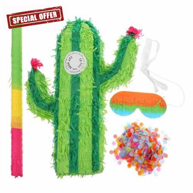 Healifty Creative Cactus Pinata Set for Birthday Parties and Bridal Showers Filled Party with Random Colored Bat and Event Favor Random Colo