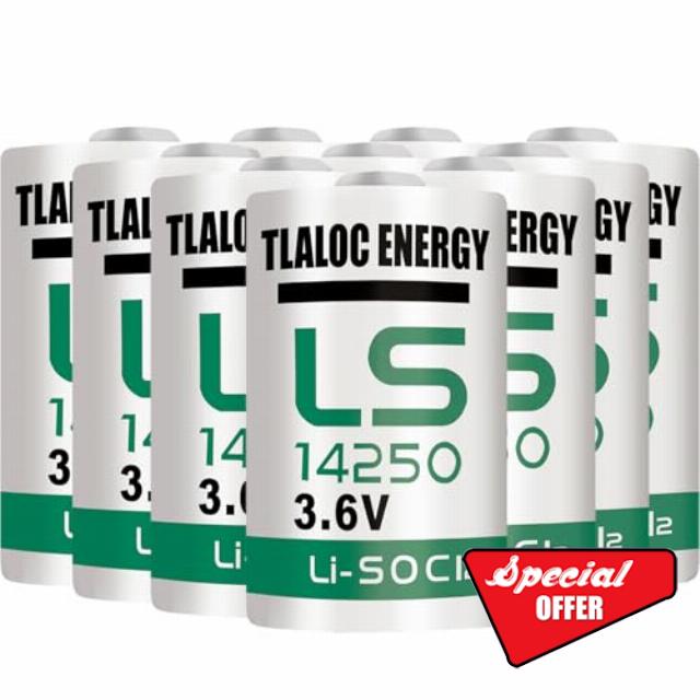 LS14250 Battery for Water Electricity Gas Meter PLC Facility Equipment ER14250 1/2AA 3.6V 1200mAh Lithium Battery Li-SOCL₂ Non-Rechargeable Batteries（10 Pack）