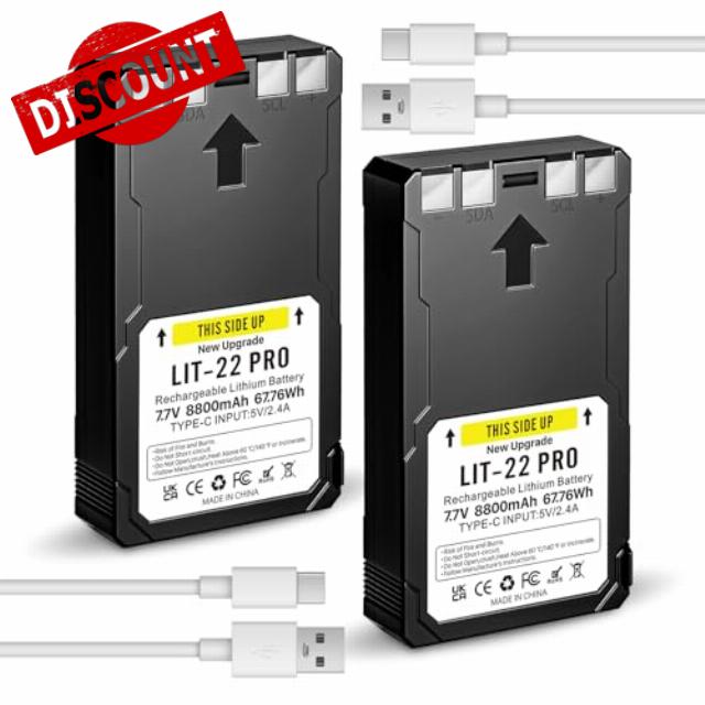 2 Pack 8800mAh Upgrade LIT-22 Battery Rechargeable 7.7V Lithium Battery for SPYPOINT Wildlife Camera