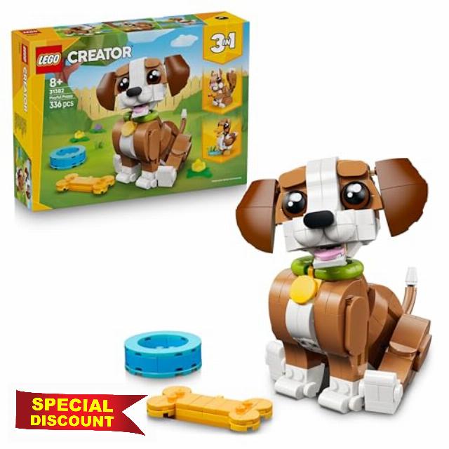 LEGO Creator 3in1 Cute Animals: Playful Puppy Dog Toy - Pet Animal Figure Transforms into a Squirrel or Duck - Creative Birthday Gift for 8+ Year Old Girls & Boys - 31382