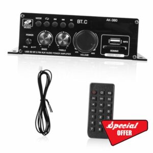 Wireless Audio Amplifier with Remote Control Stereo Speaker Amp for Car and Home USB Card Input Classic Design for Versatile Music Use