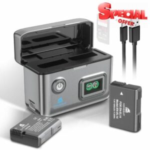 Homesuit EN-EL14 EN-EL14a Battery 1600mAh & LCD Charger Kit for Nikon D5600 D3300 D3500 D5100 D5500 D3100 D3200 D5200 D5300 Coolpix P7000 P7100 P7200 P7700 P7800 Camera (2-Pack)