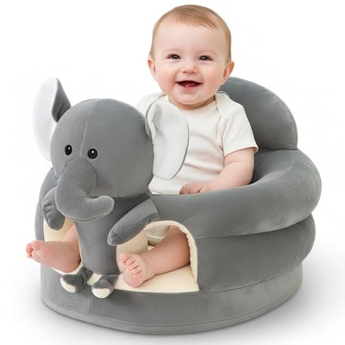 Cute Cartoon Grey Elephant Infant Sit Up Chair Plush Sofa for Bedroom