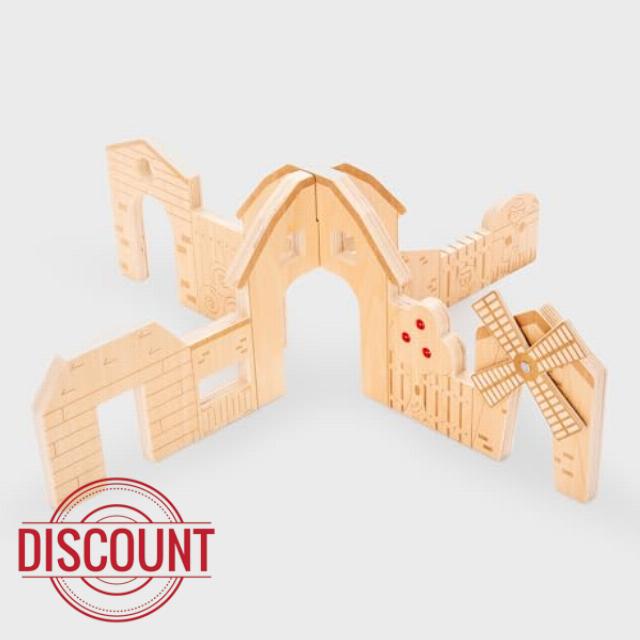 ickit Wooden Farm Scene Dividers Modular Play Set – Interlocking Plywood Panels for Small World Farm Play