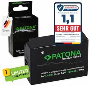 PATONA PREMIUM LP-E17 Battery 1100mAh Compatible with Canon EOS R10 77D 200D 750D 760D Rebel T6i T6s LPE17 9967B001