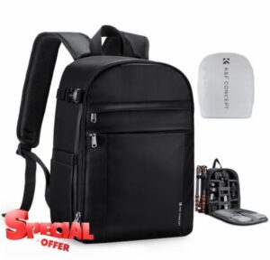 K&F CONCEPT Camera Backpacks for Photographers Travel Bag for Tripod Camera Lence Accessory with laptop compartment and Rain Cover Waterproof