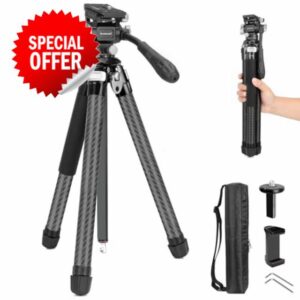 Koolehaoda Camera Tripod 63" Lightweight Aluminum Video Travel Tripod with 360° Panorama Fluid Head