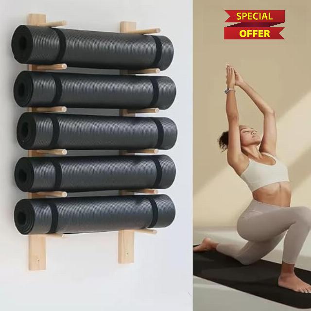 Wooden Yoga Mat Holder Wall Mount