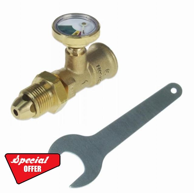 HI-LO PRESSURE GAUGE LEVEL INDICATOR PROPANE LPG GAS BOTTLE CYLINDER POL ADAPTOR WITH 30mm POL SPANNER