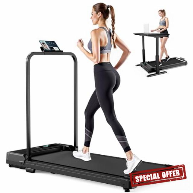 Walking Pad Treadmill for Home - Treadmills Under Desk Running Machine for Home Office Portable Compact Mini Treadmill with Handle Folding Adjustable Speed Remote & LED Display 6KM/H Serenilite