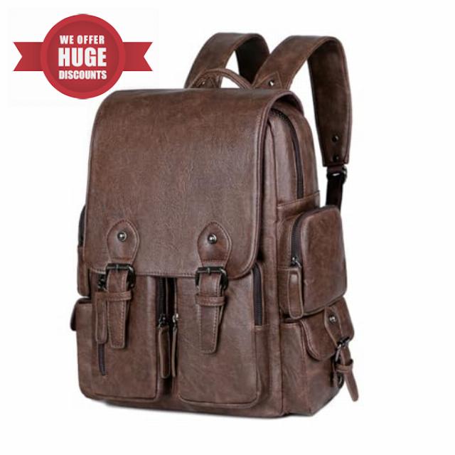 SONARIN Vintage PU Backpack Men