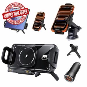 X02 Dual Coils 15W Fast Wireless Car Charger Mount for Samsung Galaxy Z Fold 7/6/5/4/3 with Automatic Clamping