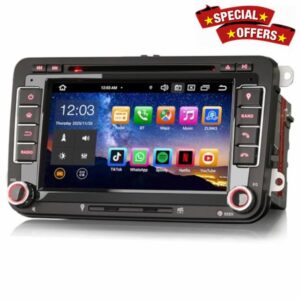 Erisin 8-Core 4GB+64GB 7 inch Android 14 Car Stereo Bluetooth For VW Polo Passat B6/B7 Golf MK 5/6 Caddy Tiguan Seat Skoda Sat Nav GPS CarPlay Android Auto DSP DAB+ WIFI 4G DVD Player OPS Head Uni