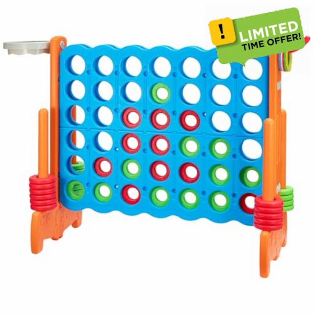 Giant Connect 4 Game Set – 3-in-1 Indoor/Outdoor Family Fun with Basketball Hoop