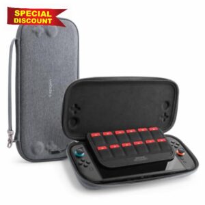 Spigen Klasden Pouch 2 Carrying Case for Nintendo Switch 2 (2025) Compact Travel Pouch with 12 Game Slots Rear Grip and G Hook - Charcoal Gray