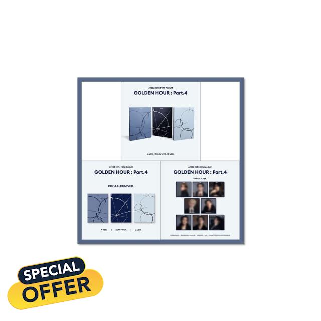 ATZ ATEEZ GOLDEN HOUR : Part.4 [3 Photobook + 8 Digipack + 3 Pocaalbum Ver. Set] 13th Mini Album