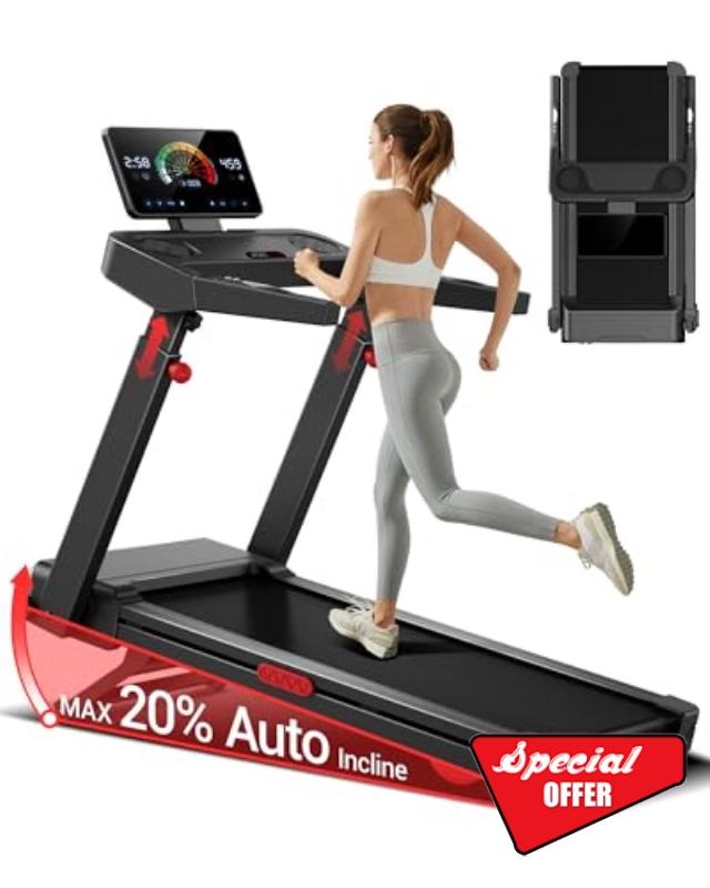 Foldable Treadmills for Home with 20% Auto Incline