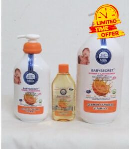 Baby Secret Vitamin C & Niacinamide Lotion 400ml + Shower Gel 1000ml + Oil 120ml - 3pcs Se