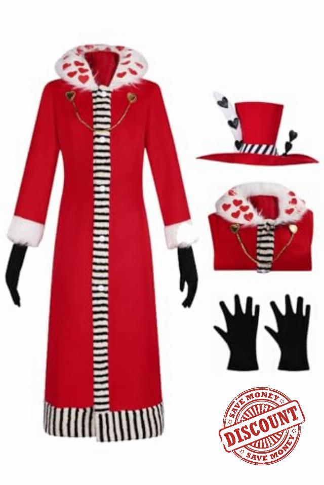 Valentino Cosplay Costume Adult Anime Cosplay Hazbin Hotel Valentino Coat Hat Set Halloween Carnival