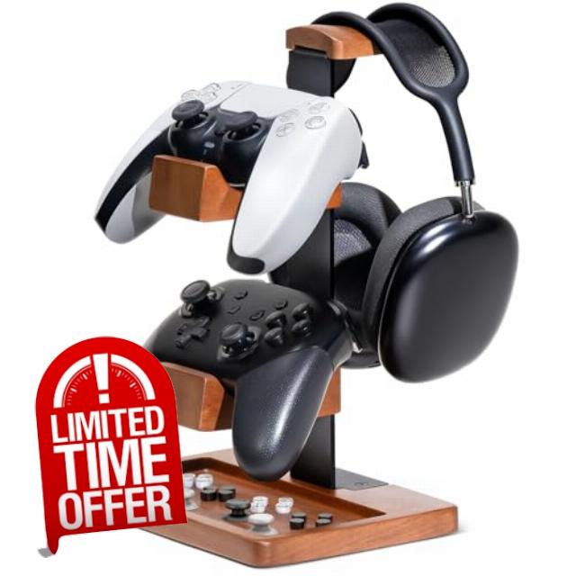 Solid Wood Controller Holder and Headphone Stand