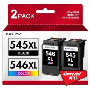 CATJOY 545XL 546XL Ink Cartridges Replacement for Canon 545 546 Ink Cartridges for PIXMA TS3151 TS3150 TS3350 TS3351 TS3352 TS3450 TS3451 TS3452 TS3355 (Black Colour