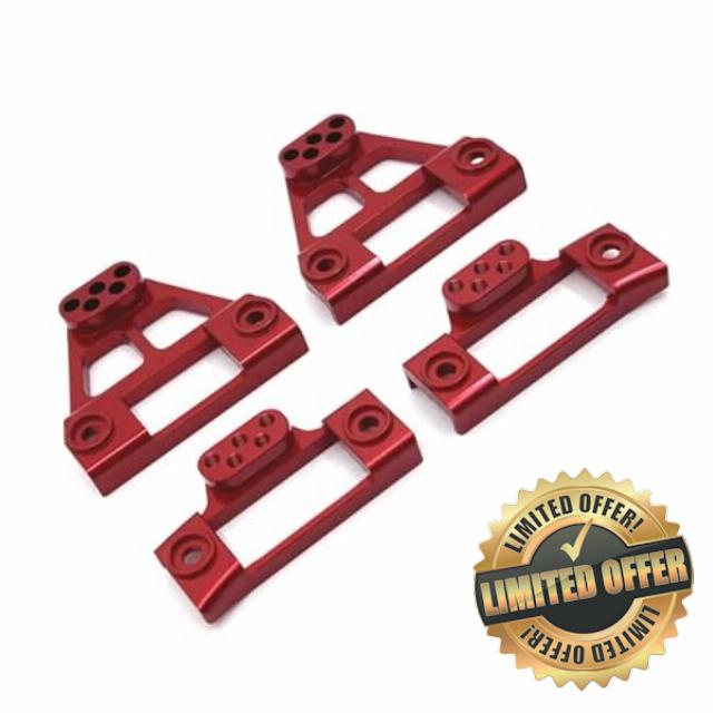 JVRWSC Compatible With MJX H12Y H12Y+ 1/12 RC Car Upgrade Modification Accessories Parts Metal Front And Rear Shock Brackets RC Repair Parts(Red)