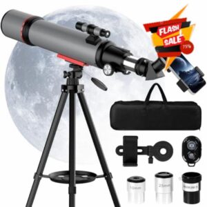 Telescope for Adults High Powered - 90mm Aperture 600mm Refractor Telescope for Kids & Beginners - Portable Astronomy Telescopes Profesional with Phone Adapter Tripod Carry Bag