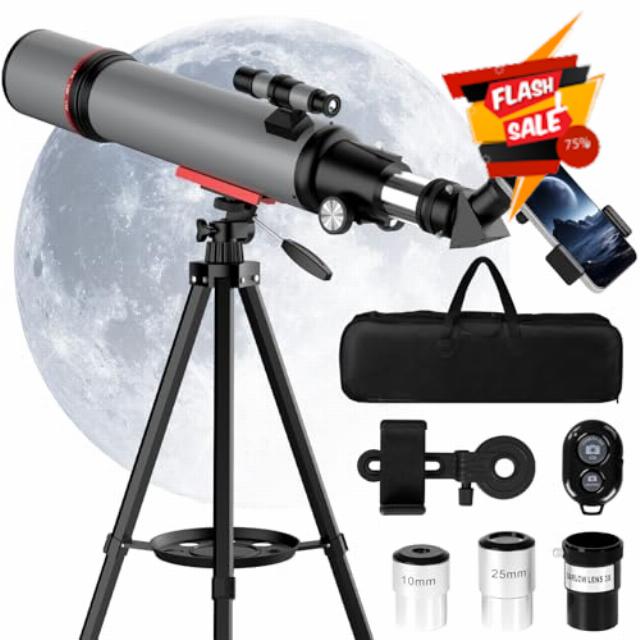 Telescope for Adults High Powered - 90mm Aperture 600mm Refractor Telescope for Kids & Beginners - Portable Astronomy Telescopes Profesional with Phone Adapter Tripod Carry Bag