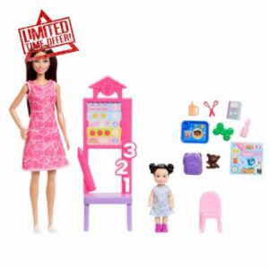 Barbie Careers Teacher Playset with Fashion Doll Wearing Removable Dress