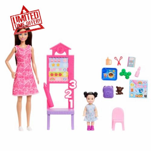 Barbie Careers Teacher Playset with Fashion Doll Wearing Removable Dress