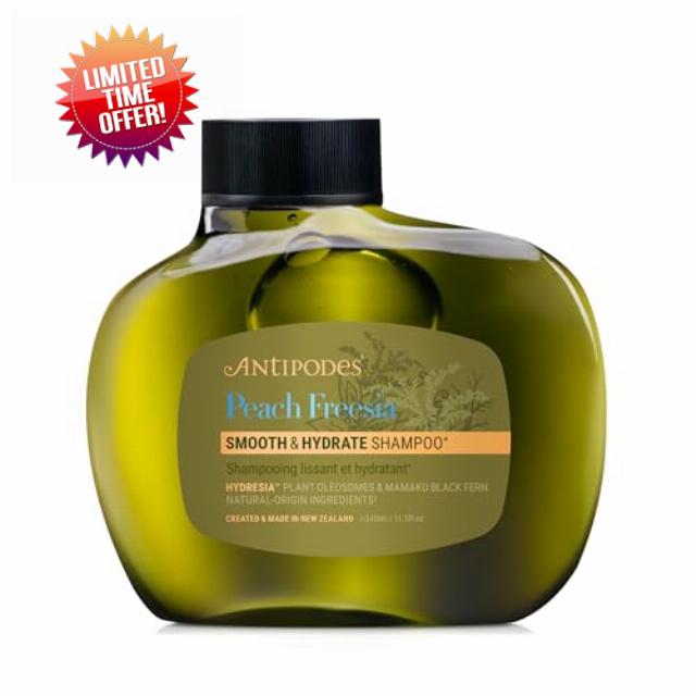 Antipodes Peach Freesia Smooth & Hydrate Shampoo | Natural Silicone-Free Shampoo with Hydresia Oleosomes