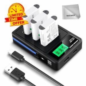 NEEWER BASICS 1090mAh NP-BX1 Replacement Battery (3 Packs) & NP-BX1 Battery Triple Charger USB