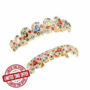 Rainbow zircon gold Grillz for Your Teeth
